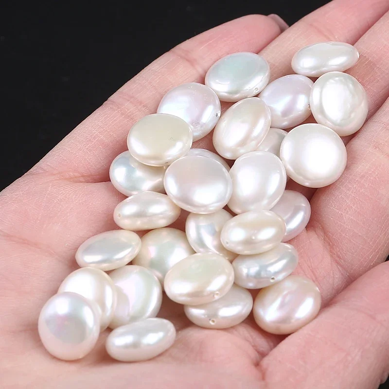 Half Hole 12-13mm AA Both Side Smooth Natural White Freshwater Coin Pearl