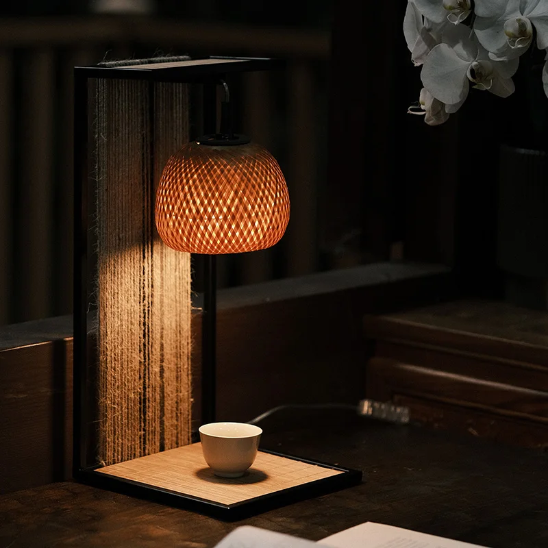 

Woven iron frame table lamp original new electric table lamp zen tea room retro night light Chinese antique style