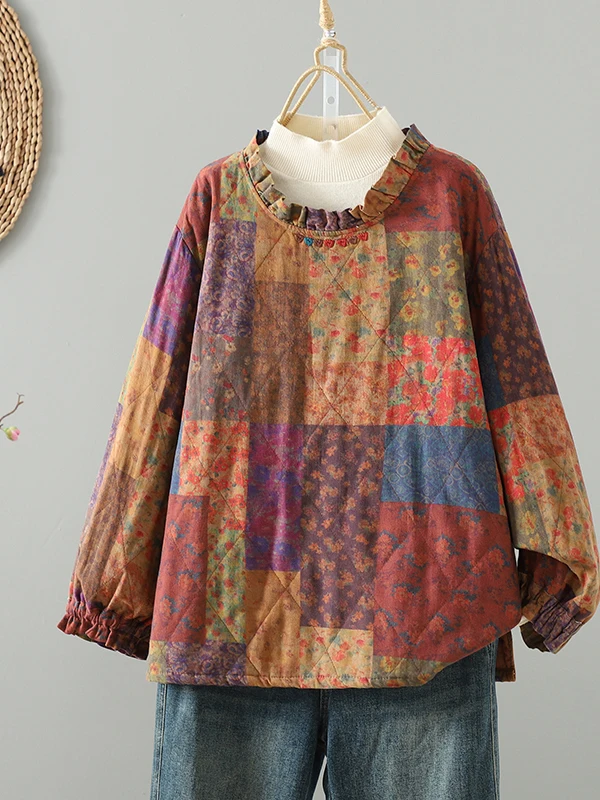 

Comfortable Loose Cotton Blend Long Sve Overhead Dr Women's Clothing Embroidered Ruffle Collar Versatile All-Match Sle