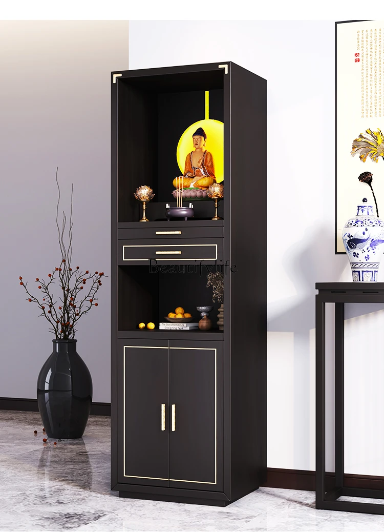 

Solid wood light luxury Buddhist niche vertical cabinet household living room altar cabinet God of Wealth table
