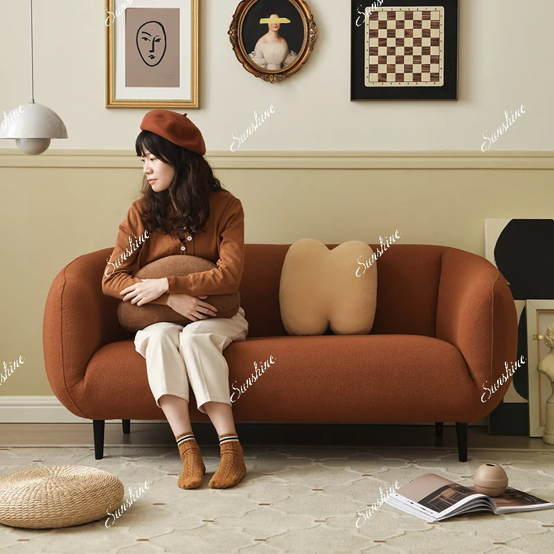 Modern fabric light retro lamb wool bedroom sofa easy to take care of