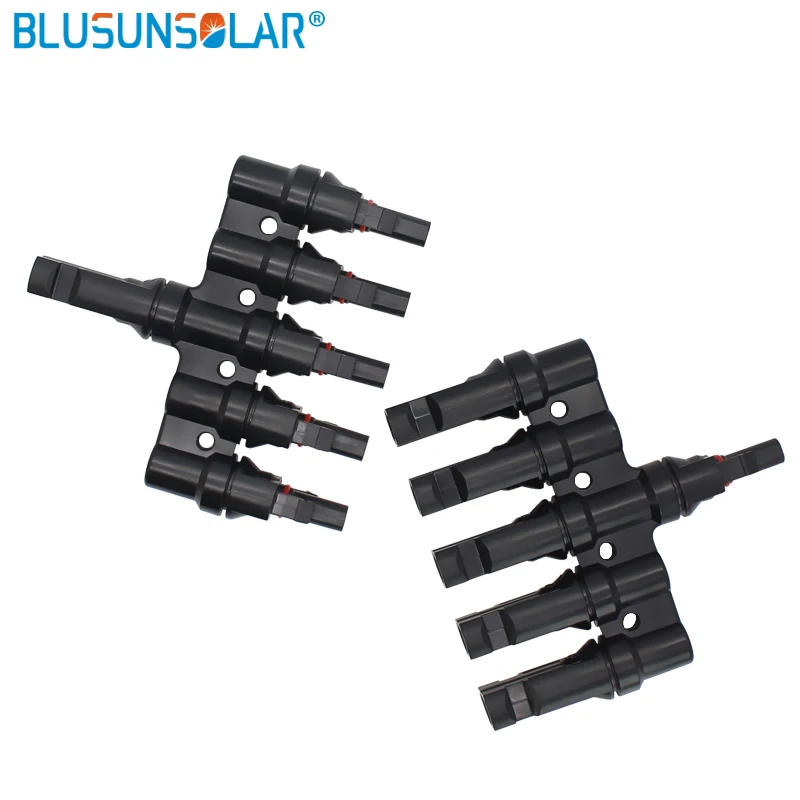 

5Pairs 5 To 1 T Branch Solar Connector Male Or Female 100% IP67 PP0 2.5mm Sq~6.0mm 5T Branch Connectors Solar PV Connector