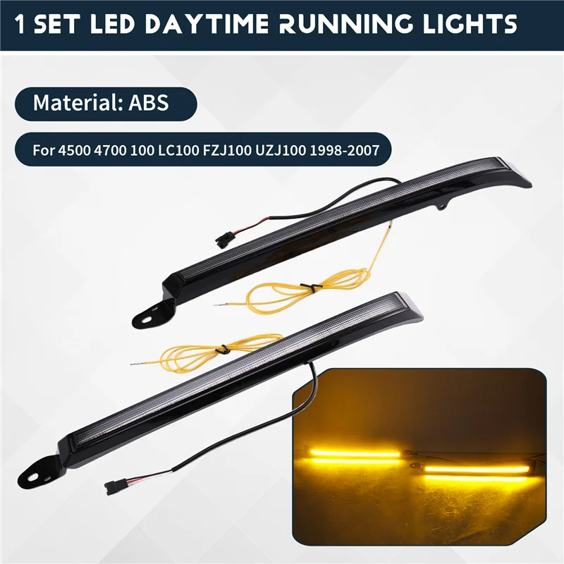 ABOK-Car DRL LED النهار تشغيل ضوء الضباب مصباح ديناميكي بدوره إشارة لتويوتا لاند كروزر 4500 4700 100 LC100 FZJ100 98-07 #5