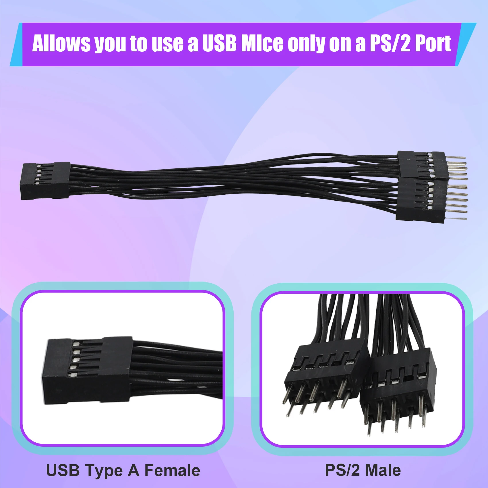 

Better Quality Motherboard Audio HD Extension Cable 9Pin 1 Female to 2 Male Y Splitter Cable Black for PC DIY 10cm