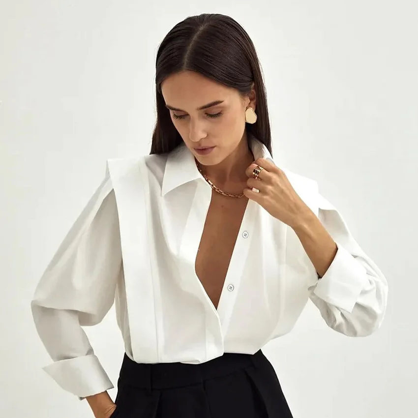 

White Cotton Niche Design Temperament French Shirt New Autumn Fashion Commuter Women