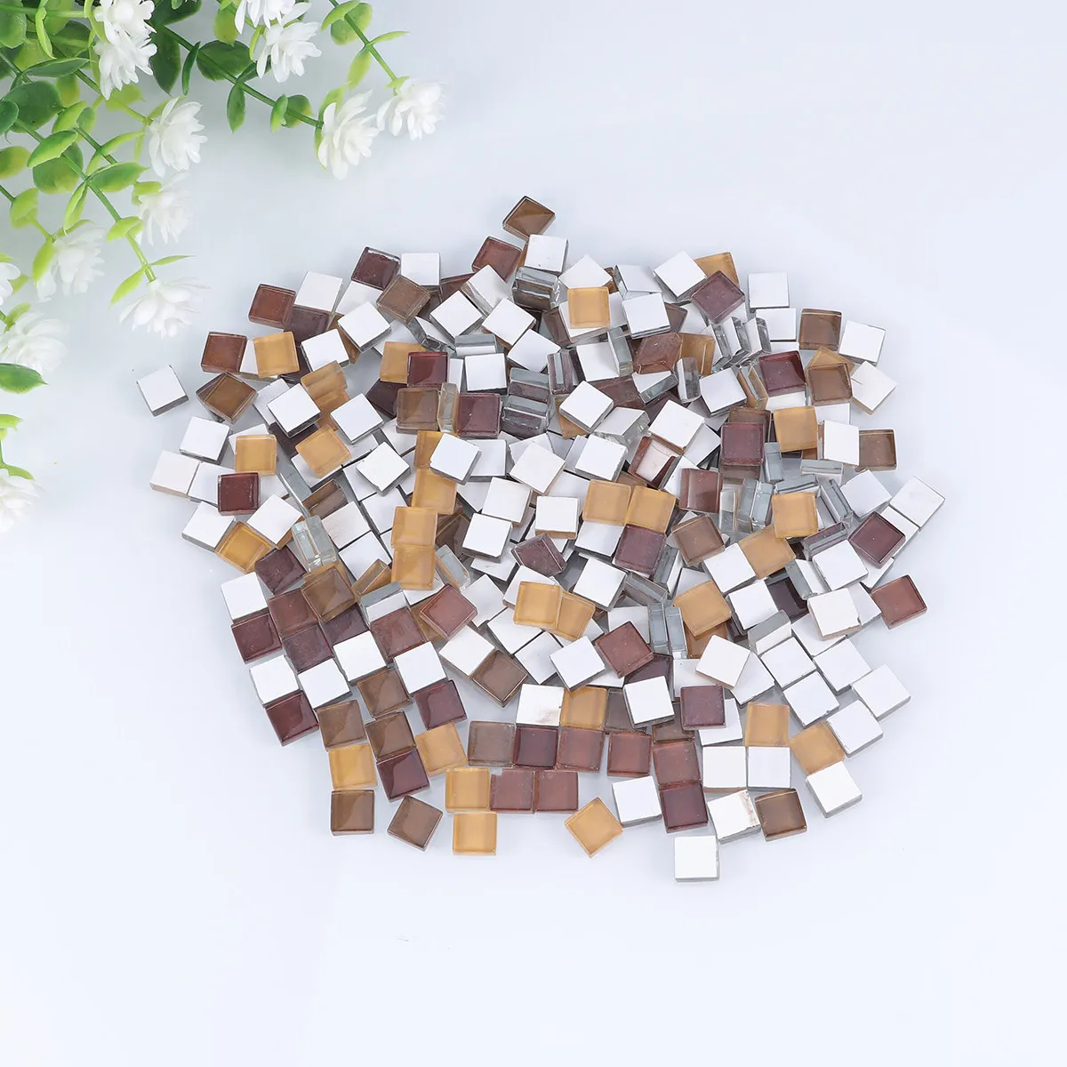 300Pcs Colorful Crystal Glass Mosaic Tiles Peel and Stick Waterproof Wear Resistant Heat Humidity Resistant Wall Tile Decoration