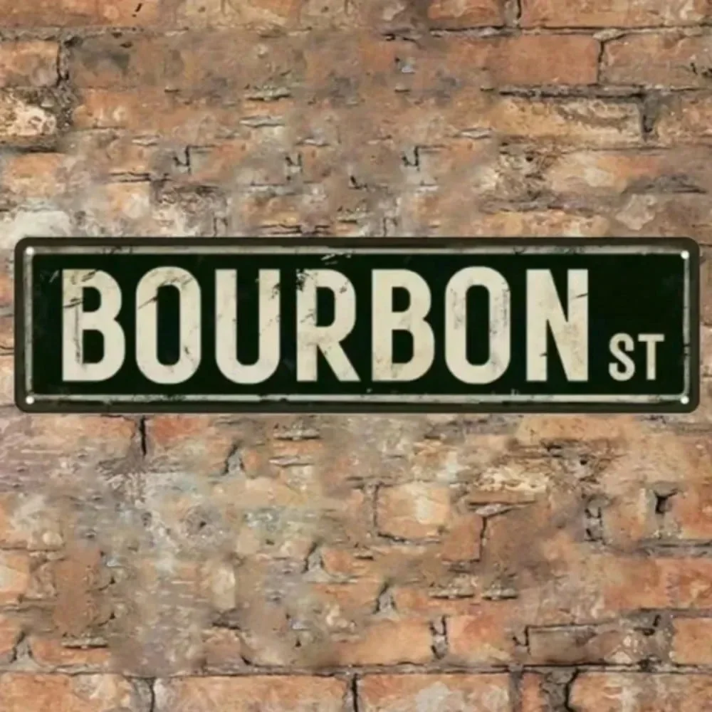 CIFBUY Bourbon St Vintage Aluminum Sign Retro Street Sign Wall Plaque for Bar Pub Home Wall Decor