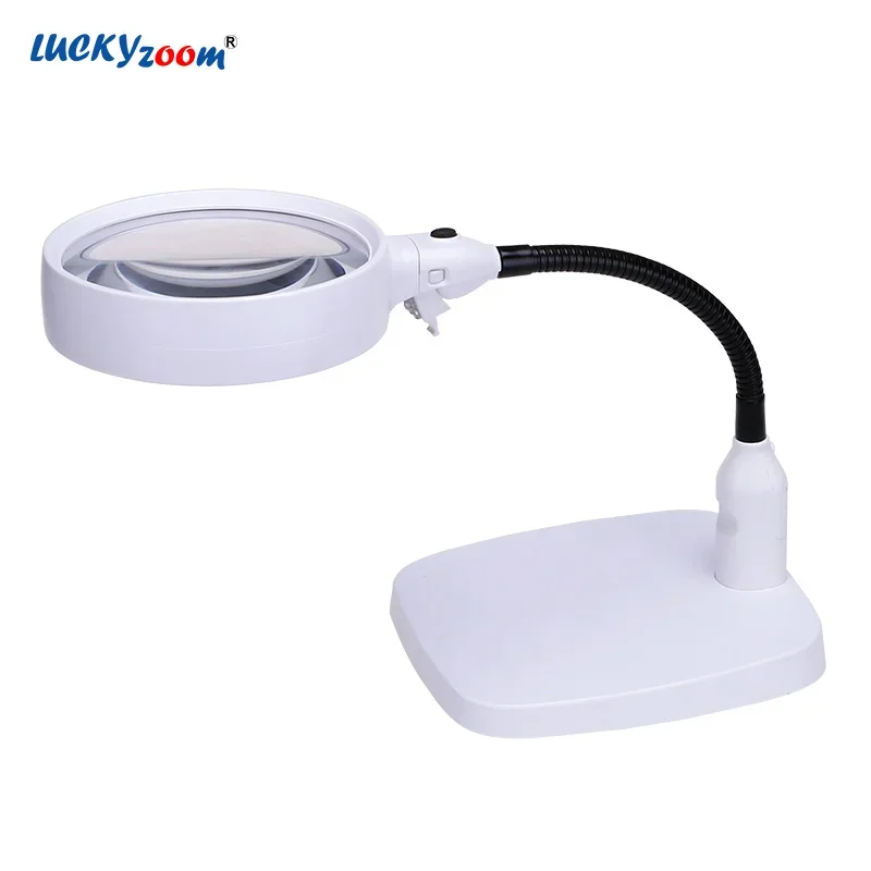 

Large 6 Led 10X Magnifier Table Lamp 110-240V Illuminated Magnifying Glass Heavy Base Repair Jewelry Loupe Stable Reading Lupa