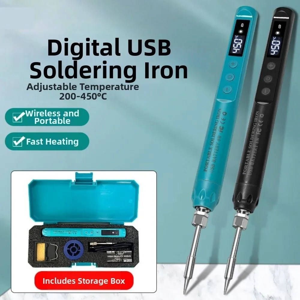 Digital Display USB Soldering Iron USB Powered Constant Temperature Wireless Electric Iron Solder Fast Heating 200-450℃ Range