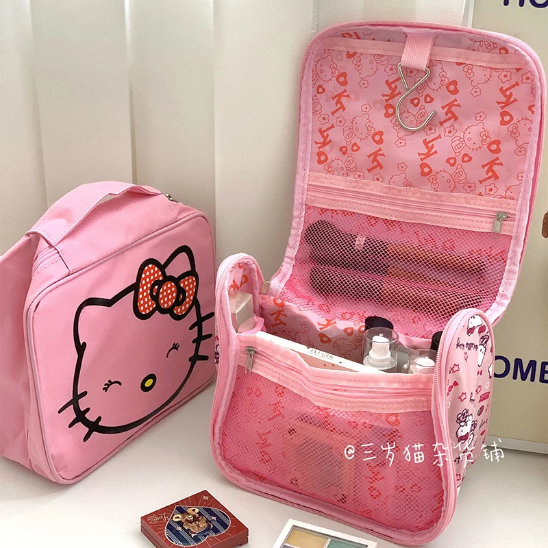 Hello Kitty Y2K Cosmetic Bag Sanrio Kawaii Anime Cartoon Cute Travel Portable Storage Bag Toiletries Handbag Toys Girls Gifts