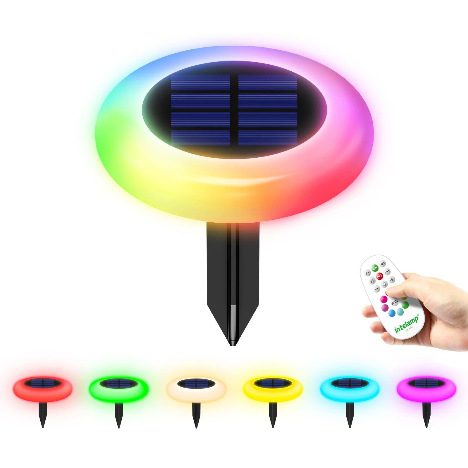 6Pack Colorful Solar Lights Outdoor IP65 Waterproof Garden Lights with A Remote Control Beautiful Decoration for Lawn Yard Path