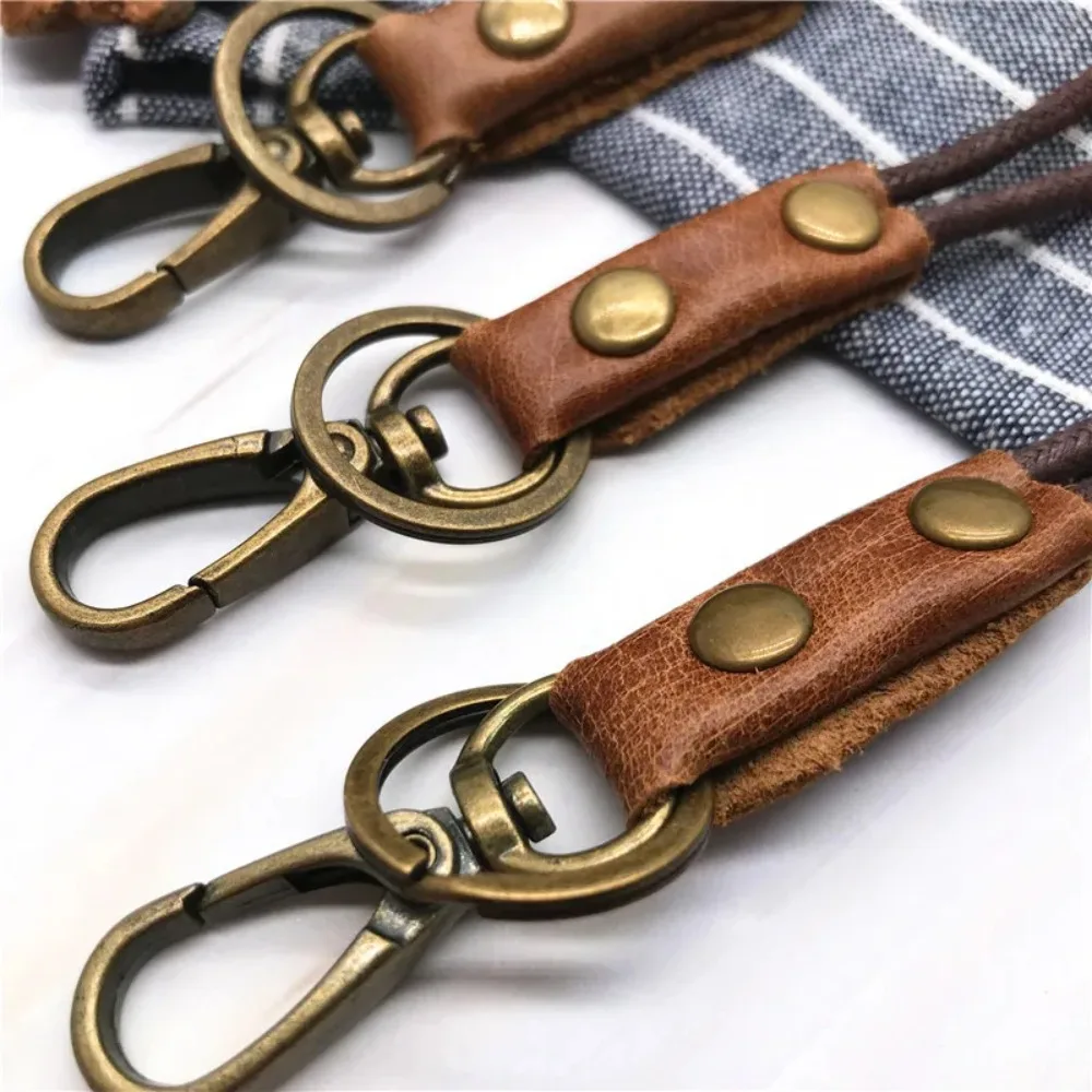 Genuine Leather Retro Key Hanging Rope Portable Solid Color Neck Strap for Mobile Phone Keychain