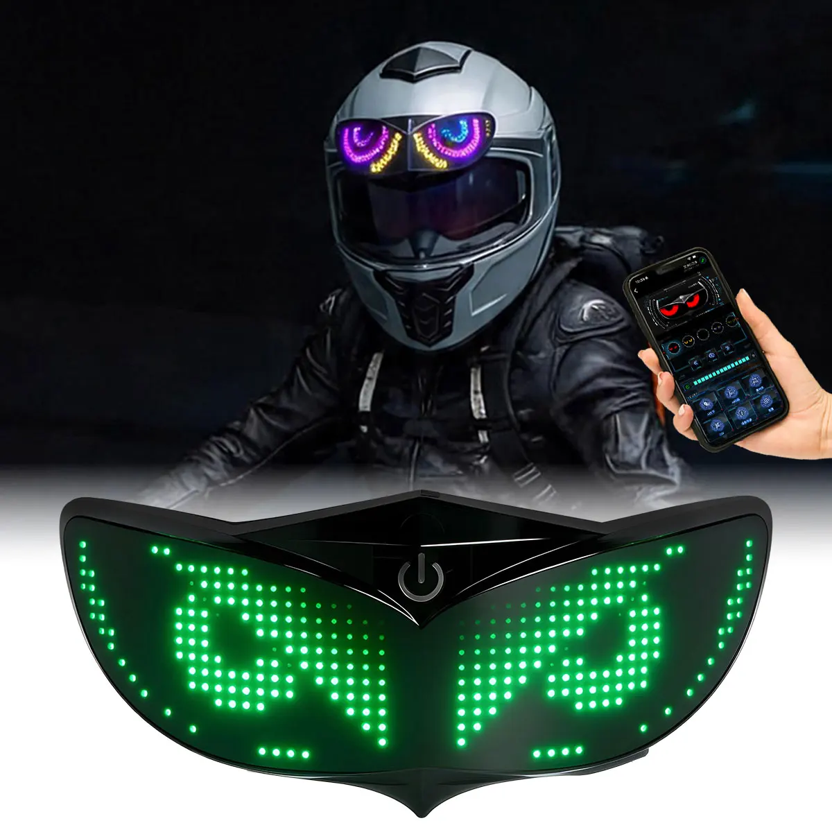 Motorcycle Helmet LED Decorative Light Dynamic Expression Warning Lights Universal for Bicycles and Motorcycles APP Control