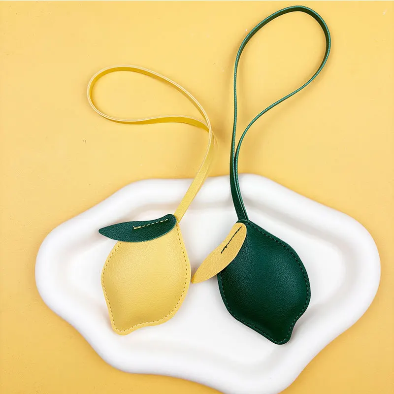 

Leather Lemon Keychain Creative Fruit Bag Pendant Luggage Strap Accessory Pendant Wholesale in Stock
