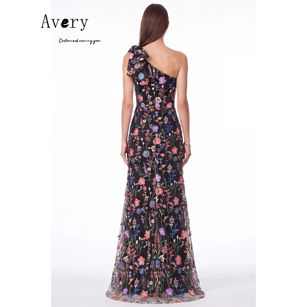 Avery Custom Black One Shoulder Floor Length Lace Luxury Dresses for Prom Dresses 2026 Luxury Evening Gala Dress 2026 Woman Gown