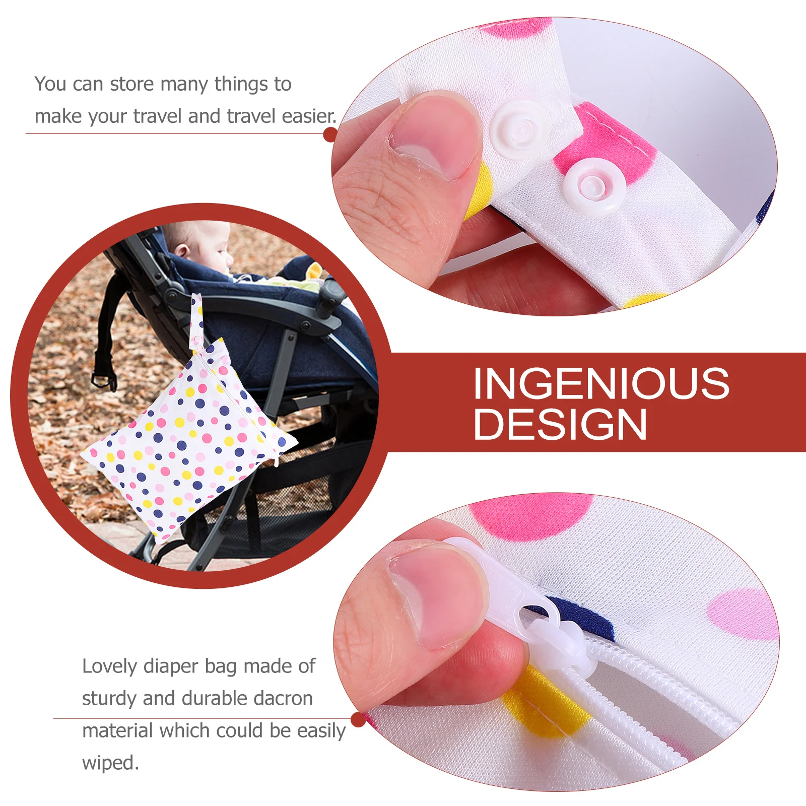 

Reusable Waterproof Diaper Wet Dry Bag Compact Multi-Pocket Baby Items Organizer Travel Storage Bag for Bottles Mobile Phones