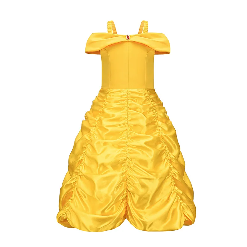 Princess Dress for Girl Kids Floral Ball Gown Child Bella Cosplay Beauty and The Beast Costume Fancy Party Belle Dress