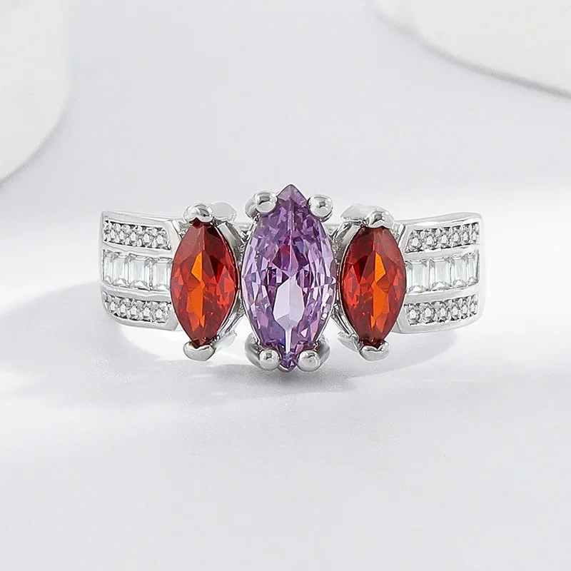 

Женское кольцо из стерлингового серебра 925 пробы с цветным цирконом и микророзой, геометрическим бриллиантом, подарок на день рождения, годовщину, свадьбу