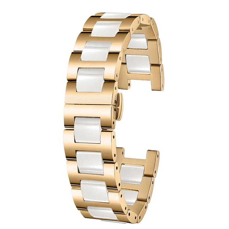 Notch ceramic Stainless steel watchband For Casio Rossini Folli Follie Wrist band women rose gold strap 14 16 18mm lady bracelet