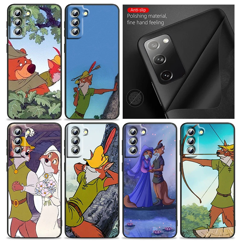 Disney Robin Hood funda de teléfono para Samsung S24, S23, S22, S21, S20 FE, S10, S10e, Ultra Plus Lite, cubierta suave negra