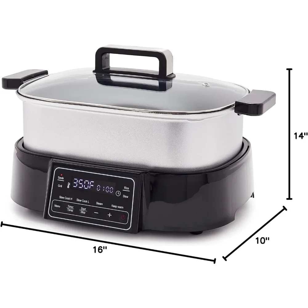 Stainless Steel 8-in-1,Presets to Saute Steam Stir-Fry and Cook Rice, Healthy Ceramic Nonstick and Dishwasher Safe ,LED Display