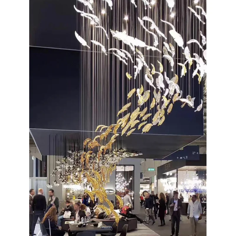 ريشة زجاجية مزينة الثريا طاولة الرمل غرفة الاجتماعات مكتب أمامي غرفة الطعام فيلا مصابيح فنية مكتب مبيعات اللوبي Hote