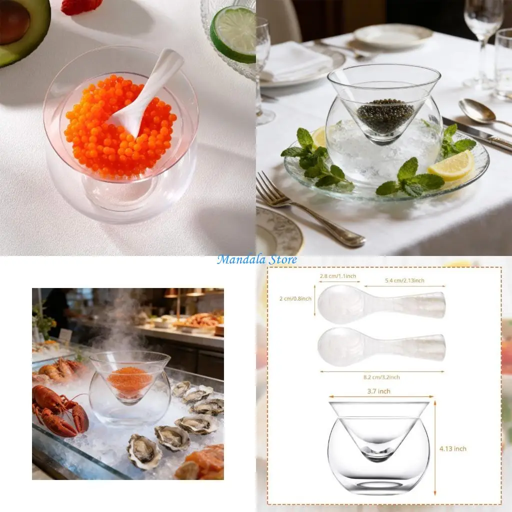 

U2JC Glass Caviar Serving Tray Heat Cold Resistant for Optimal Caviar Preservation
