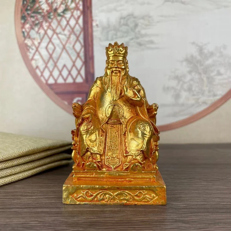 

Gilding Copper Celestial Master Earth Emperor Zhang Daoling Home Worship Copper Statue God of Land Statue Home Alloy Ornaments