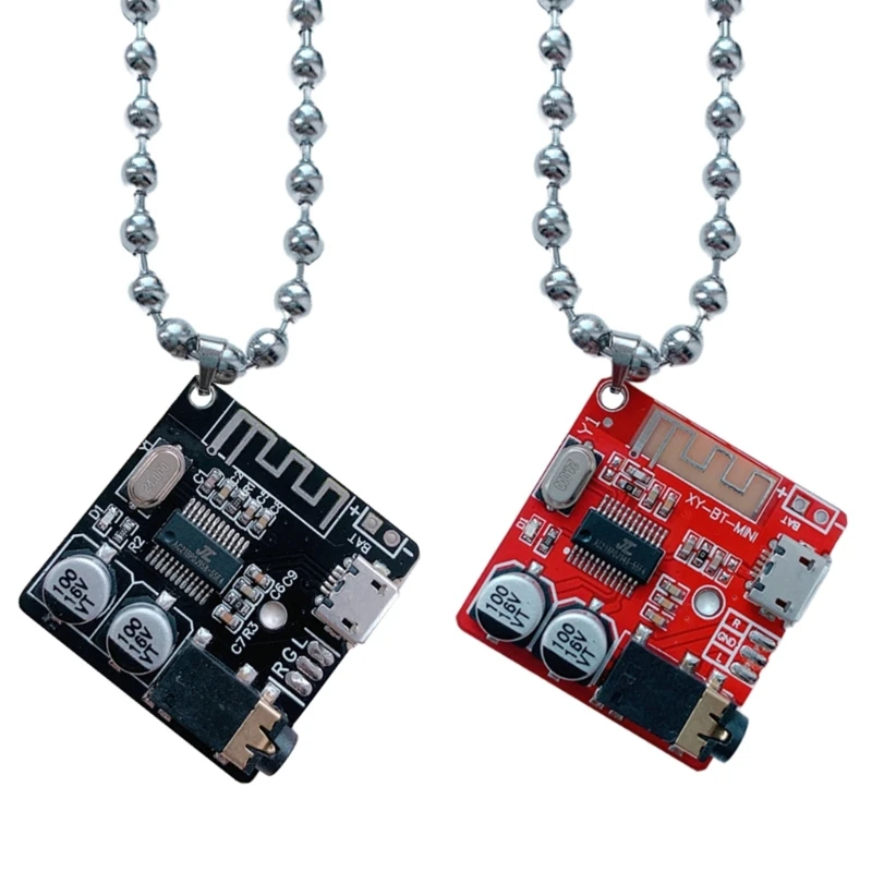 Electronic Chip Pendant Necklace Exaggerate Hip Hop Cyberpunk Necklace Sweater Chain Statement Jewelry for Women Men