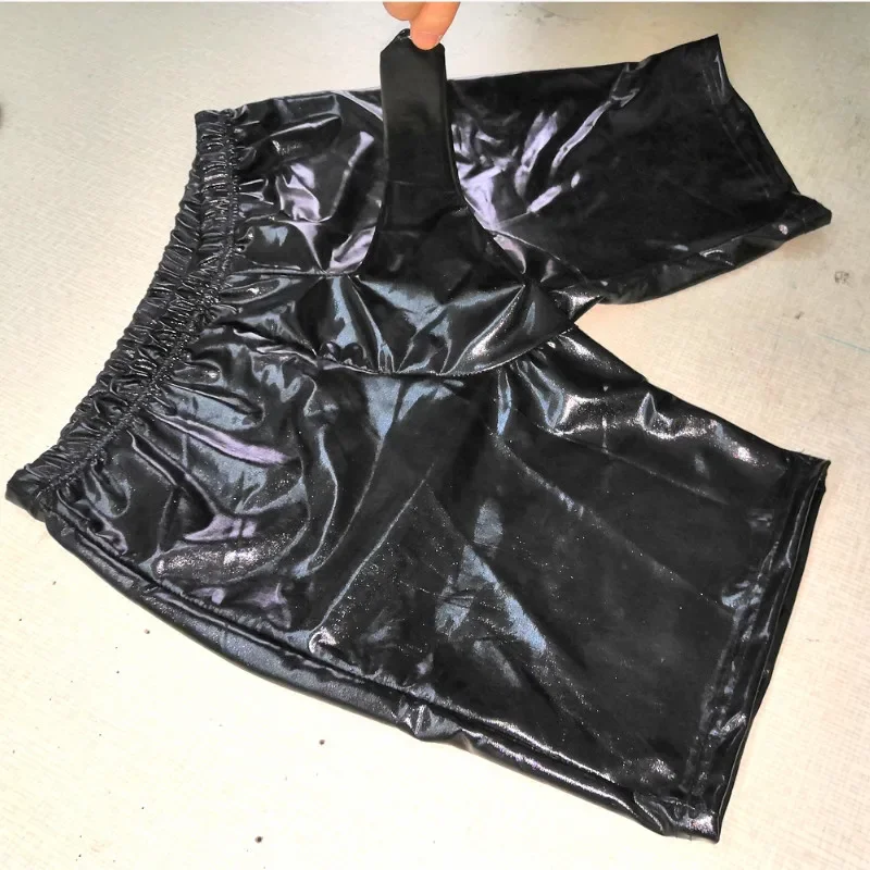 Sexy Men PU Faux Leather U wypukłe spodenki bielizna Gay spodenki lateksowe sakiewka na penisa odzież dla homoseksualistów fetysz m, l, xl, xxl