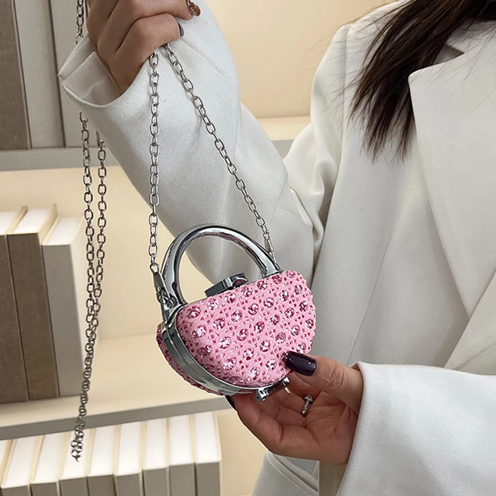 

Chic Luxury Mini Crossbody Bag Korean Style Rhinestone Decorated Evening Clutch Bag Shinny Elegant Small Banquet Chain Bag Woman