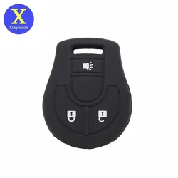Xinyuexin Silicone Car Key Cover FOB Case for Nissan March Tiida Altima Armada Cube Juke Maxima Pathfinder Rogue Remote Key Bag