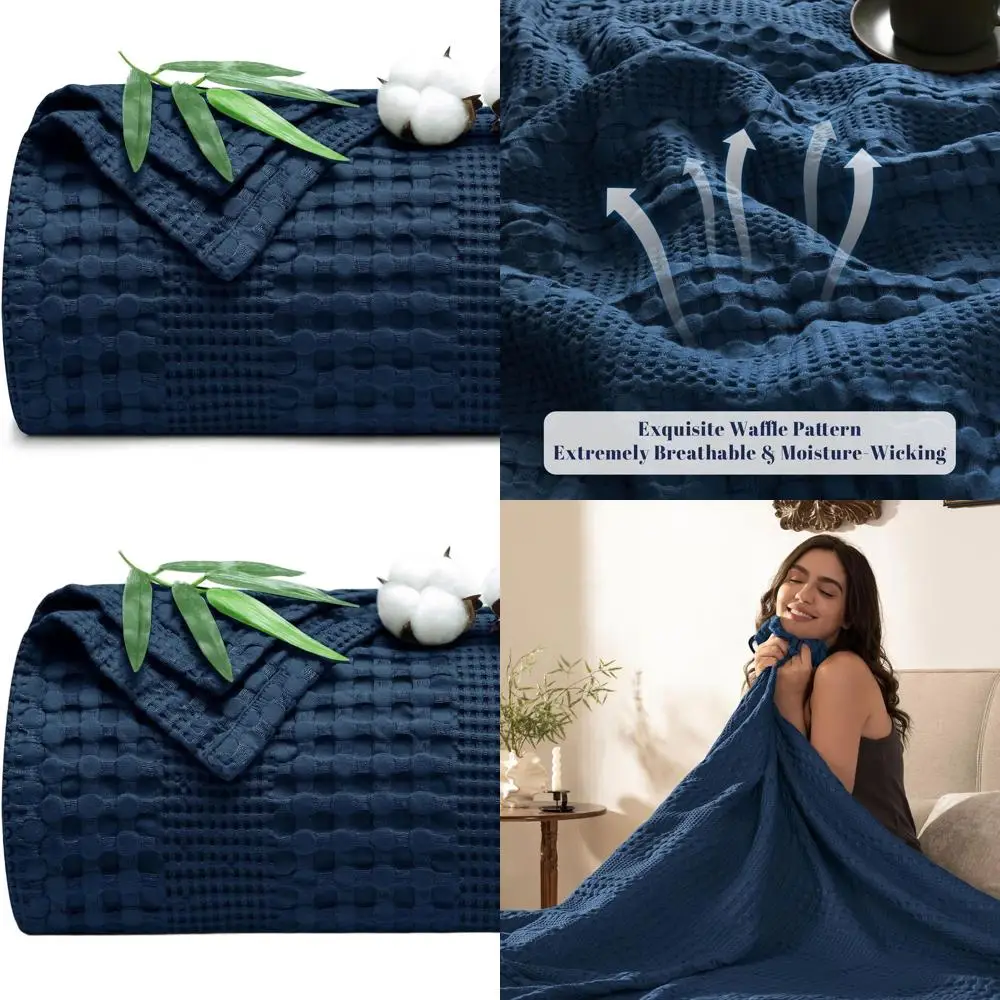 

Охлаждающее одеяло King Size, 60% бамбуковое волокно и 40% хлопок, дышащее, 104x90, темно-синее