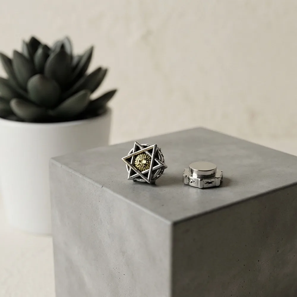 Magnetic Stud Earrings For Men Hexagram Eye of Providence No Piercing Fake Earings Clip On Ear Punk Goth Stainless Steel Jewelry view 4