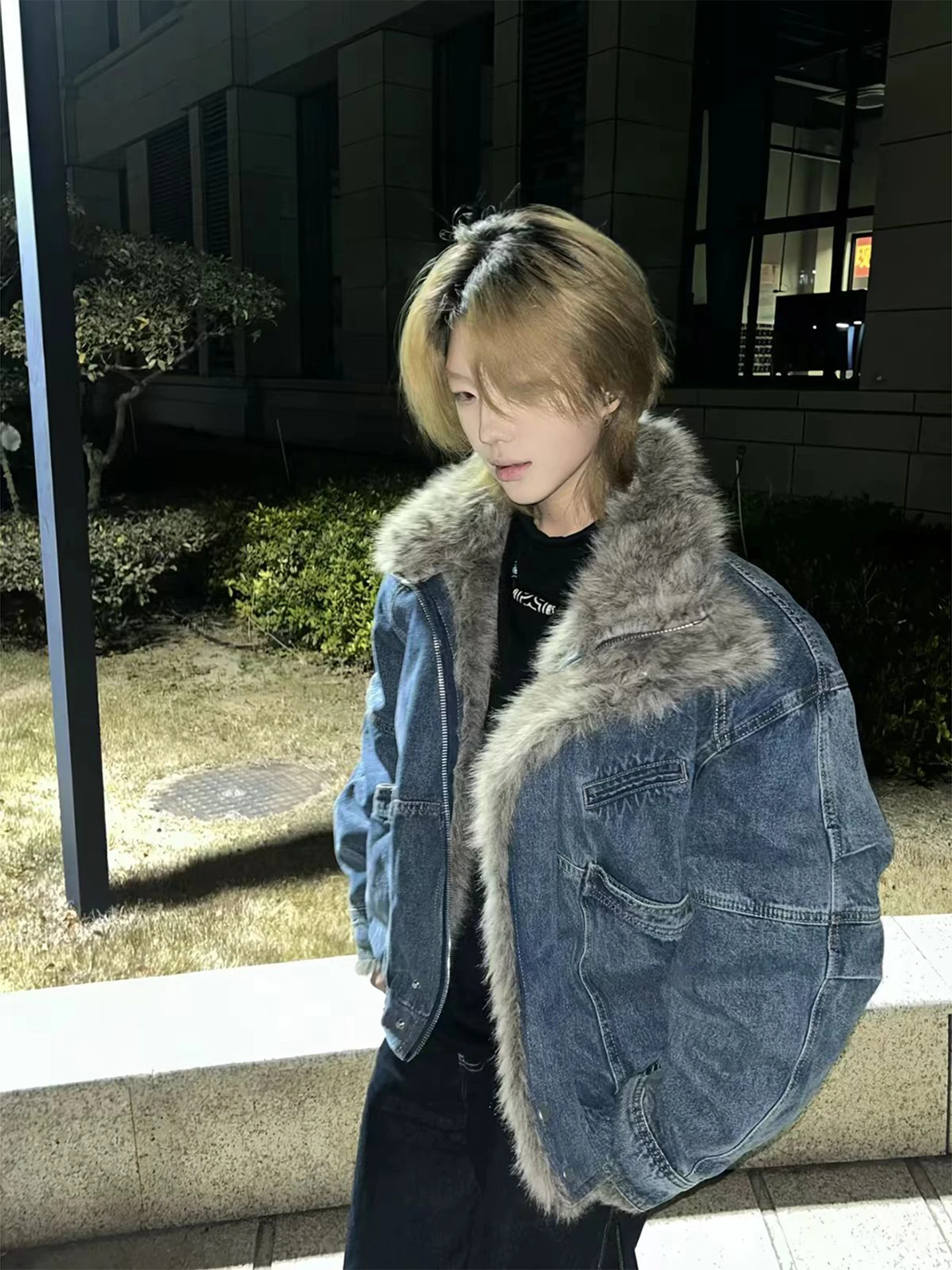 

Мужская зимняя куртка в американском ретро-стиле: утепленная, из плотного хлопка, с воротником-стойкой, джинсовая, молодежная, повседневная, модная верхняя одежда