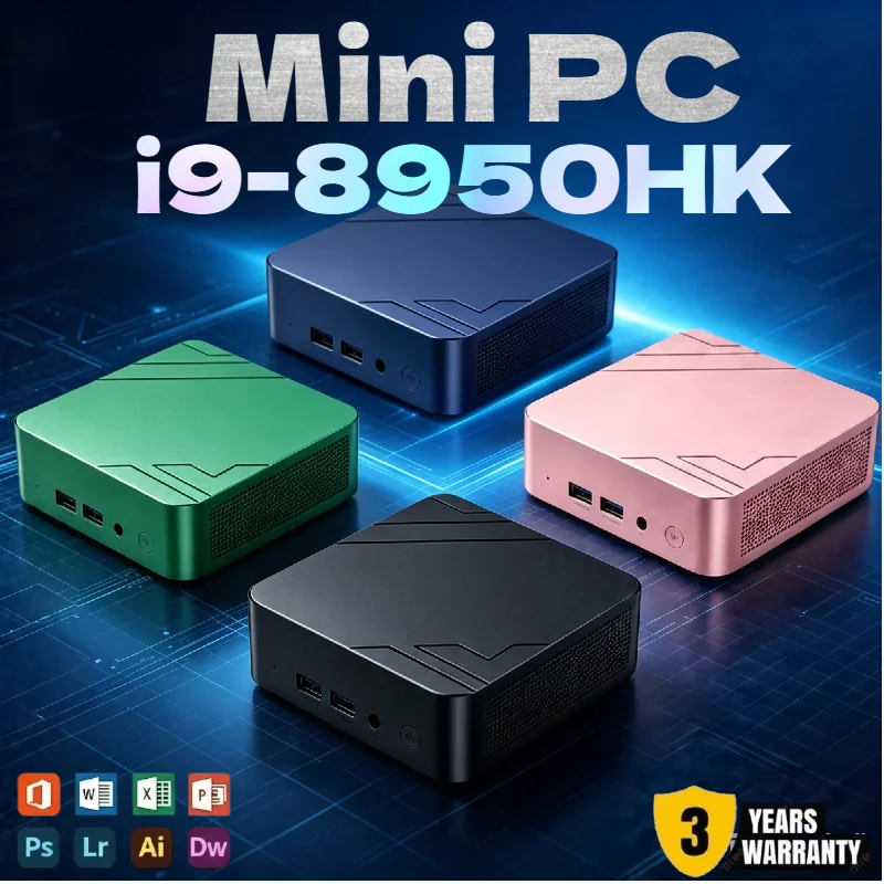 Intel I9-8950HK Mini PC 16GB RAM 2TB SSD Small Desktop Multi-Use Home Office Study Gaming PC