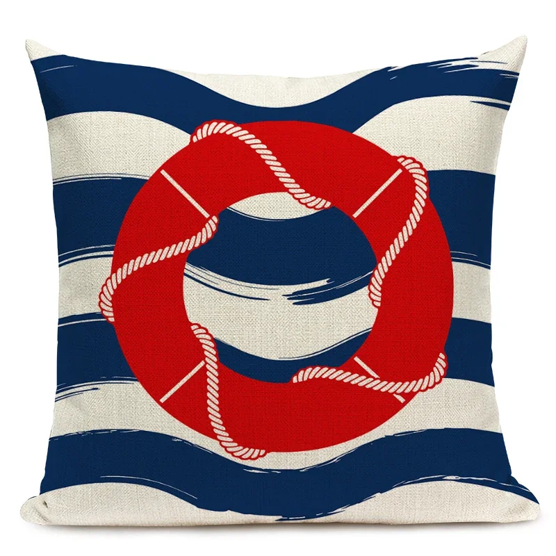 Nautical Style Cushion Cover Anchor Sailor Sailing Sofa Decorative Throw Pillow Case for Home Decor