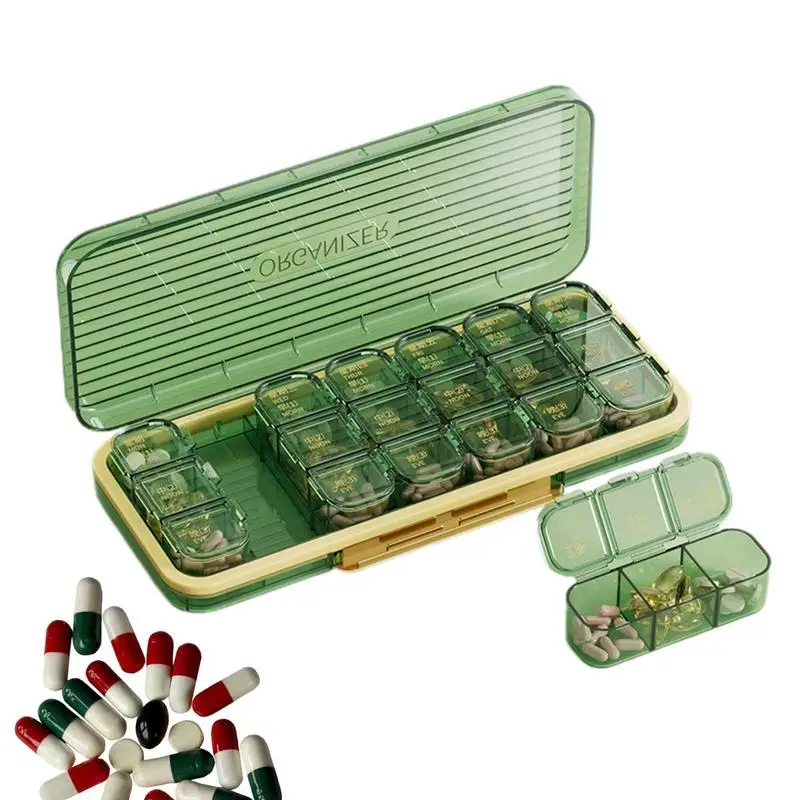 Pill Medicine Vitamin Organizer Pill Organizer Weekly Pill Box Translucent Compartments Pill Dispenser Container For Travel Home