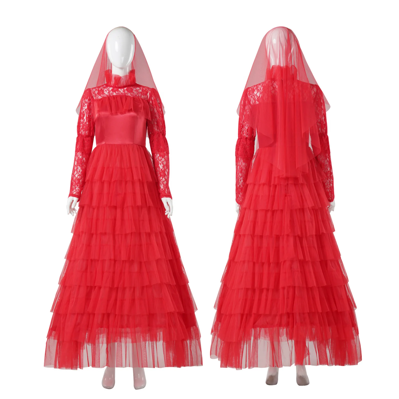 

Movie Lydia Cosplay Costume Lydia Red Wedding Dress for Women Outfits Fancy Dress Up Halloween Halloween Carnival Party Suit