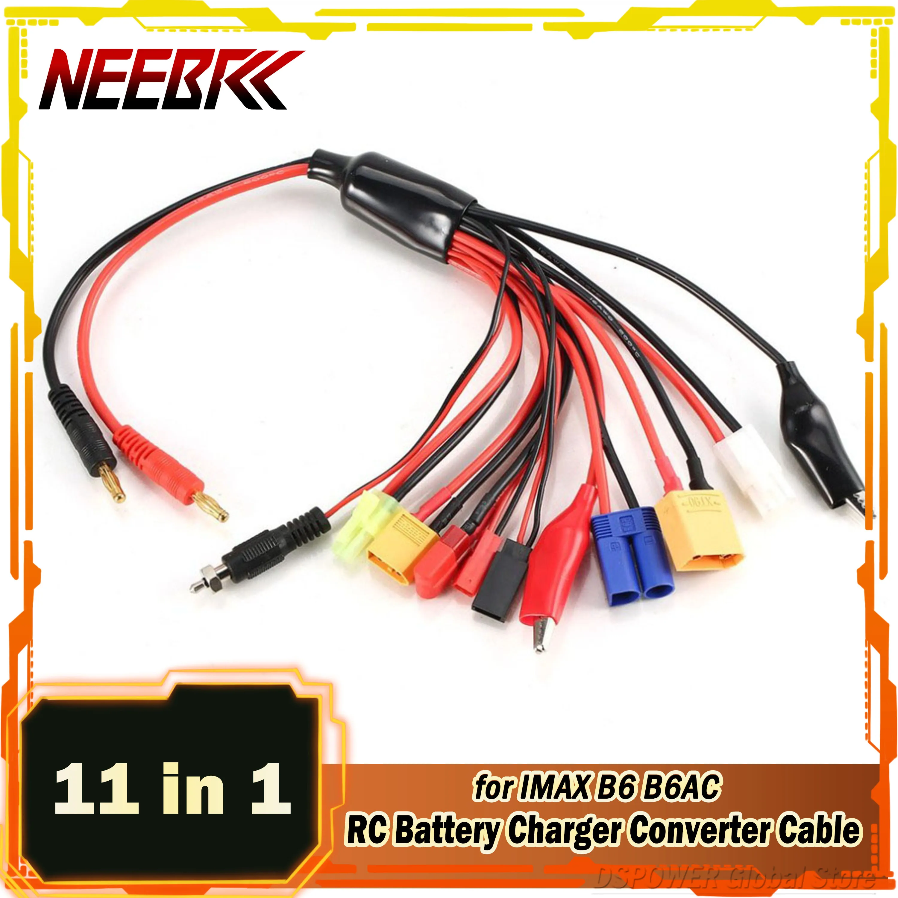 

11 in 1 RC Multi Lipo Battery Adapter Charger Converter Cable T/XT60/Tamiya 4.0mm Banana Plug for IMAX B6 B6AC Model Car Part