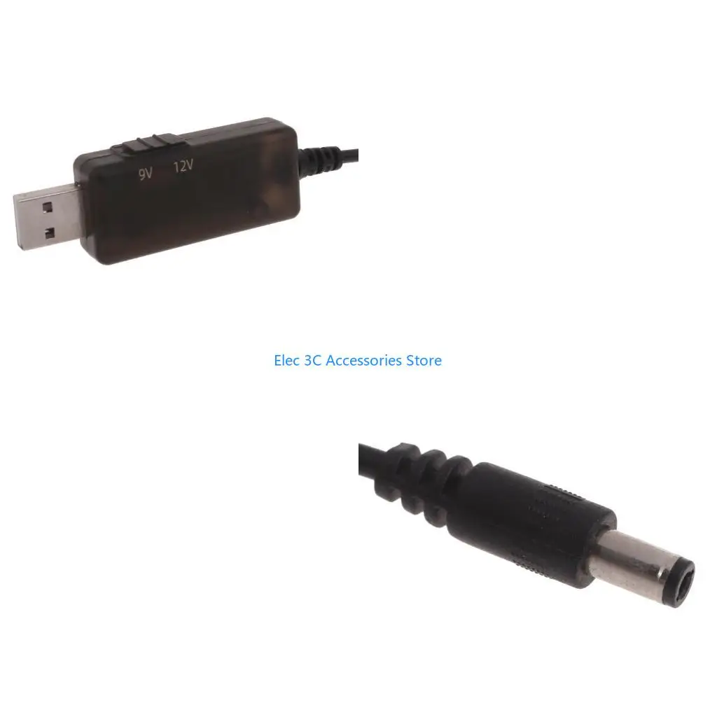 Y51A USB Voltages WiFi Router Cable DC5V to 9V 12V 5.5mmx2.1mm Connector Converter Cord for Speaker Camera