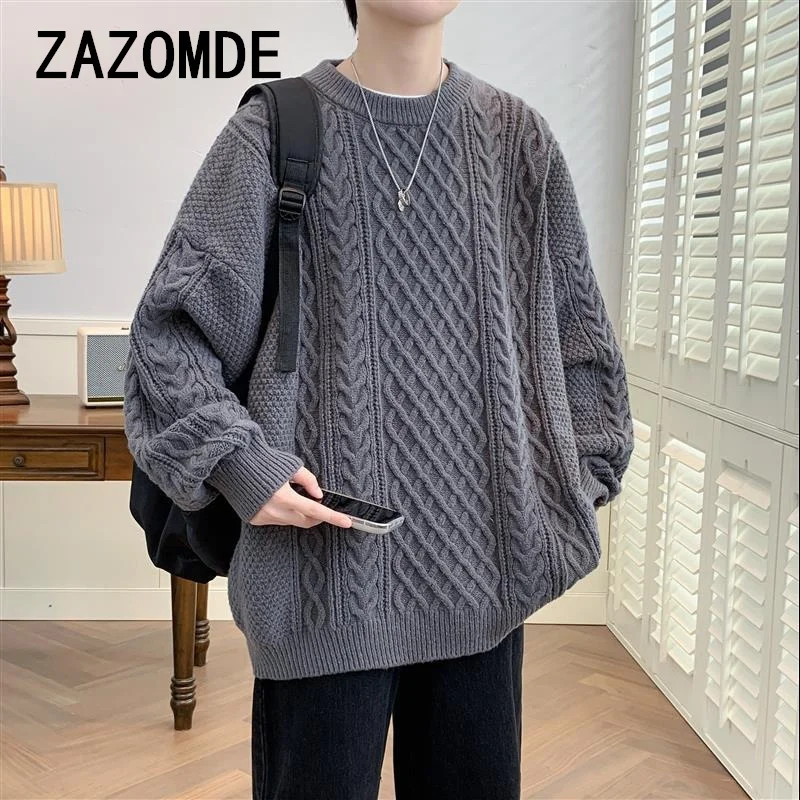 

ZAZOMDE Men Korean Fashion Sweater Autumn Winter Warm Knitwear Pullovers Loose Casual Sweatshirt Knitted Streetwear Male Clothes