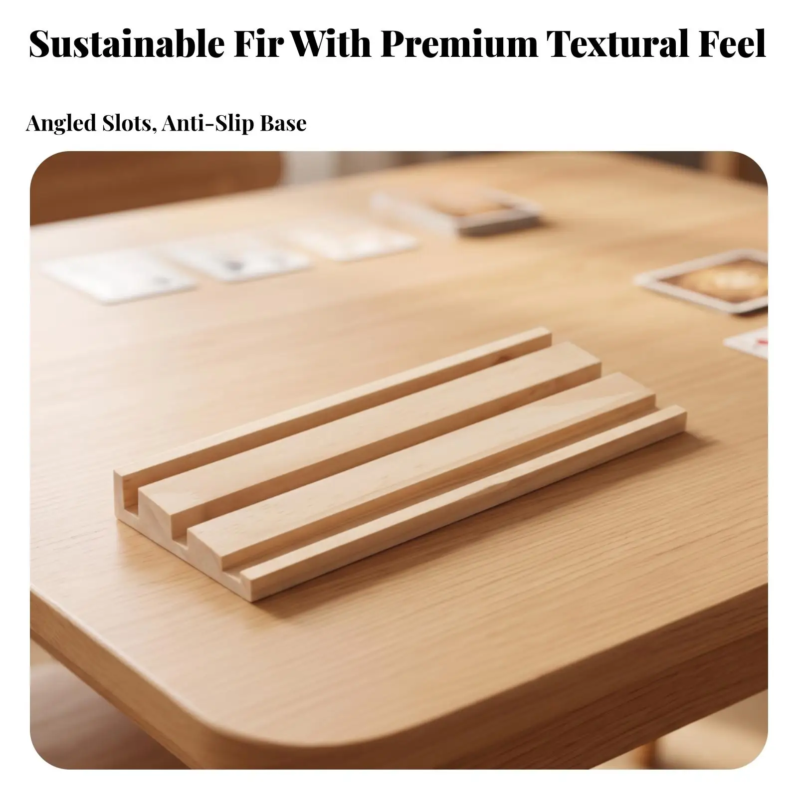 2xFir Wood Wooden Tile Rack | Compact Low-Profile Design, Game Accessory, for Tabletop Games Slanted Slot W Mat