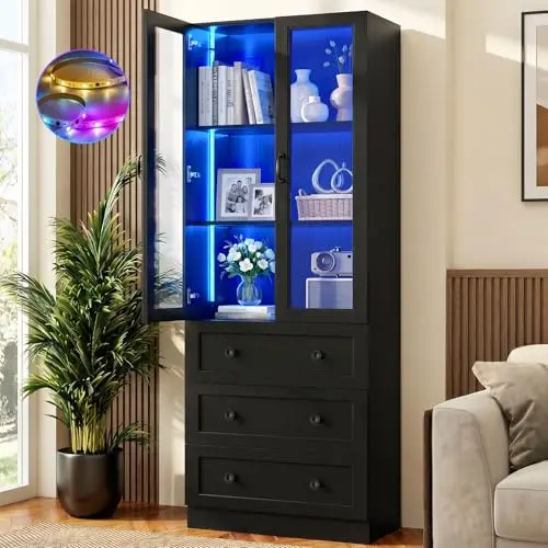 Display Cabinet with Glass Doors, 80
