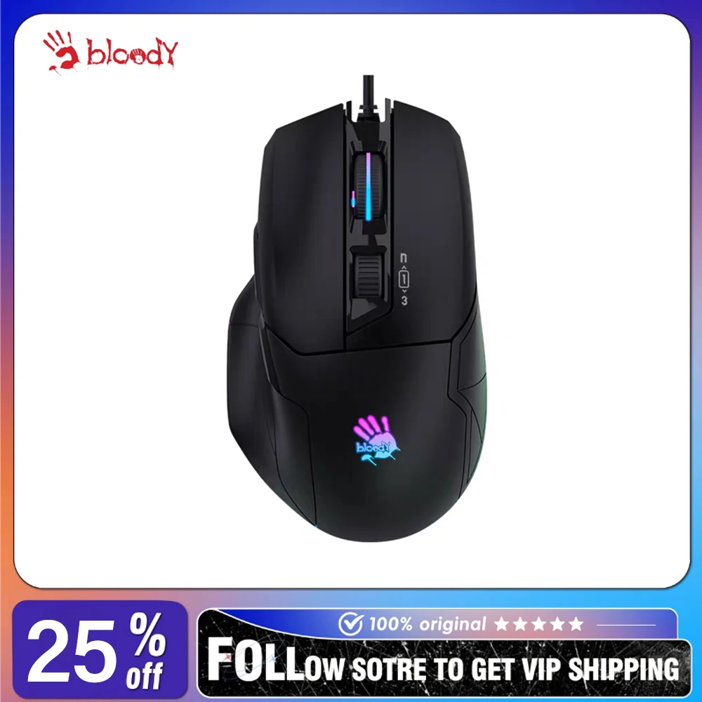 Bloody W70Max Wired Mouse Single Mode 2000Hz Rate of Return BC3332-A Sensor Anypoint Flexible Click RGB Pc E-sports Gaming Mouse
