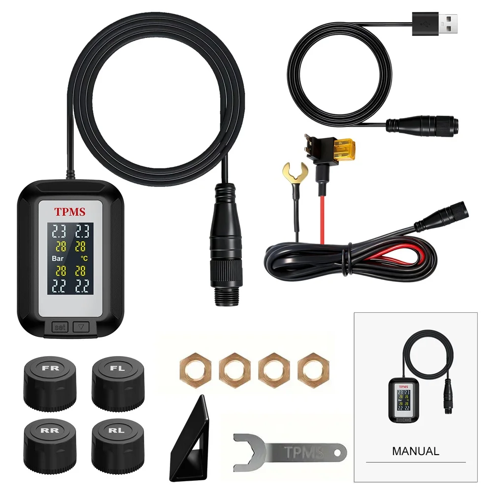 

Wireless TPMS Tire Pressure Monitor With APP Dual Display USB 12V ACC For Car Tire Pressure Monitor Automobiles Parts ABS