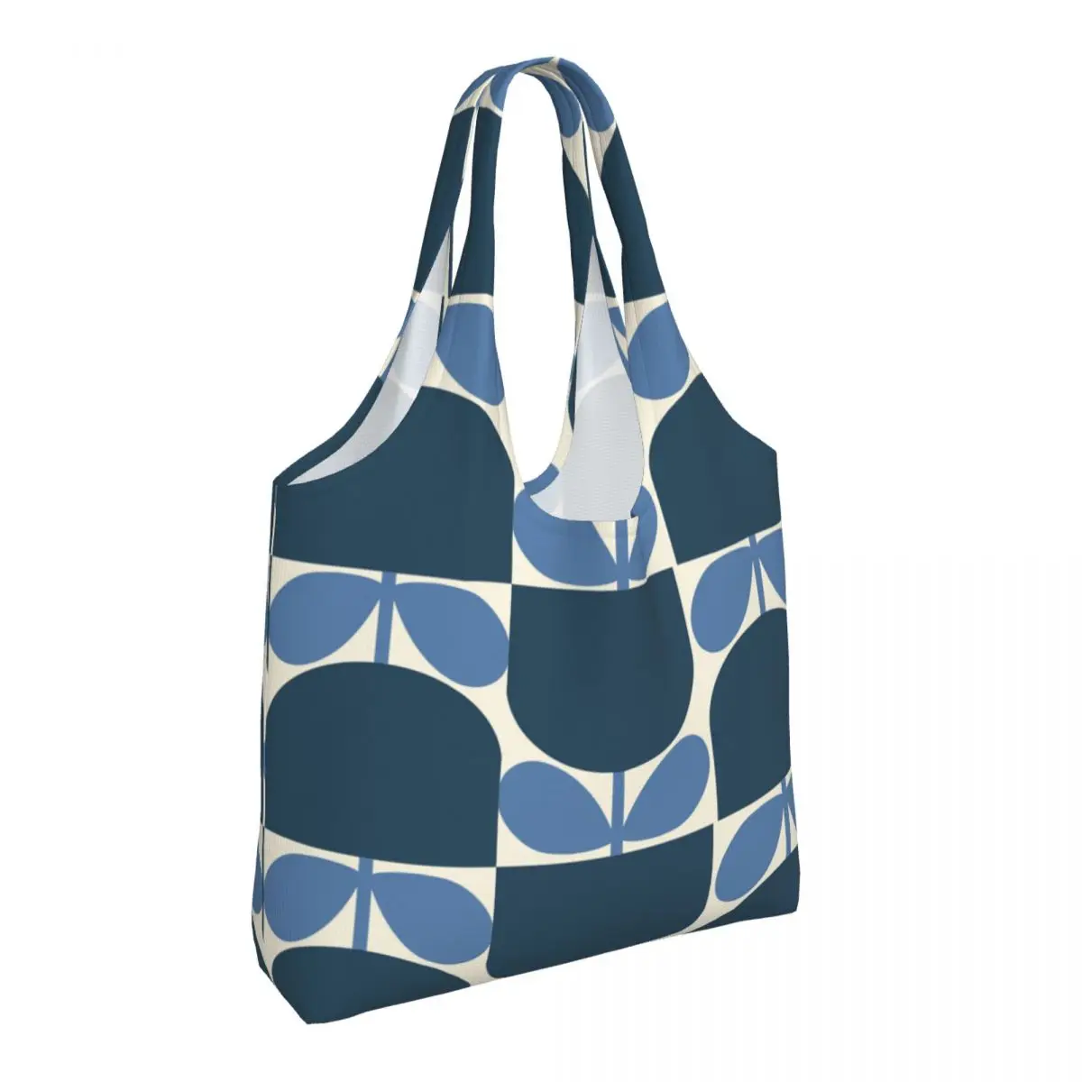 Custom Block Flower Grocery Shopping Bags Print Canvas Shopper Shoulder Tote Bag Large Capacity Durable Orla Kiely Bags Handbags