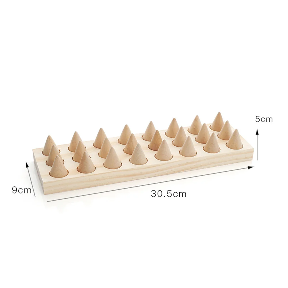 1Pcs Wooden Ring Holder Khaki Cone Shape Jewelry Ring Display Stand Countertop Organizer for Home Store Rings Display Rack