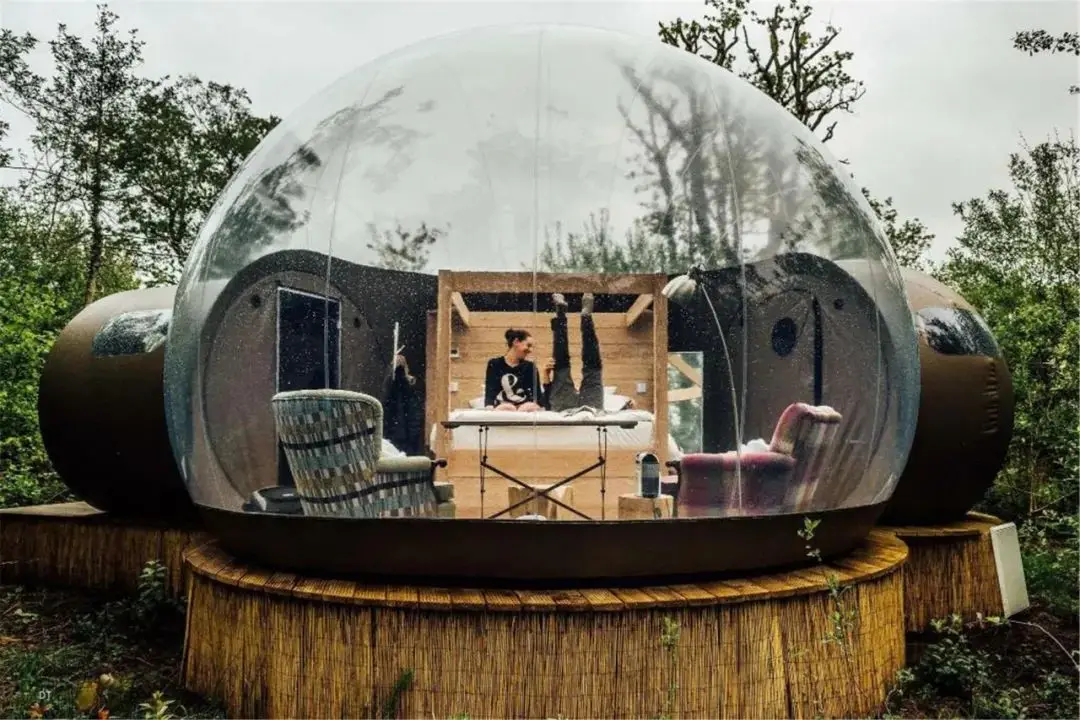 Tienda de burbujas inflable transparente para acampar al aire libre, casa esférica transparente, cabaña de jardín, cabaña, cúpula de cielo