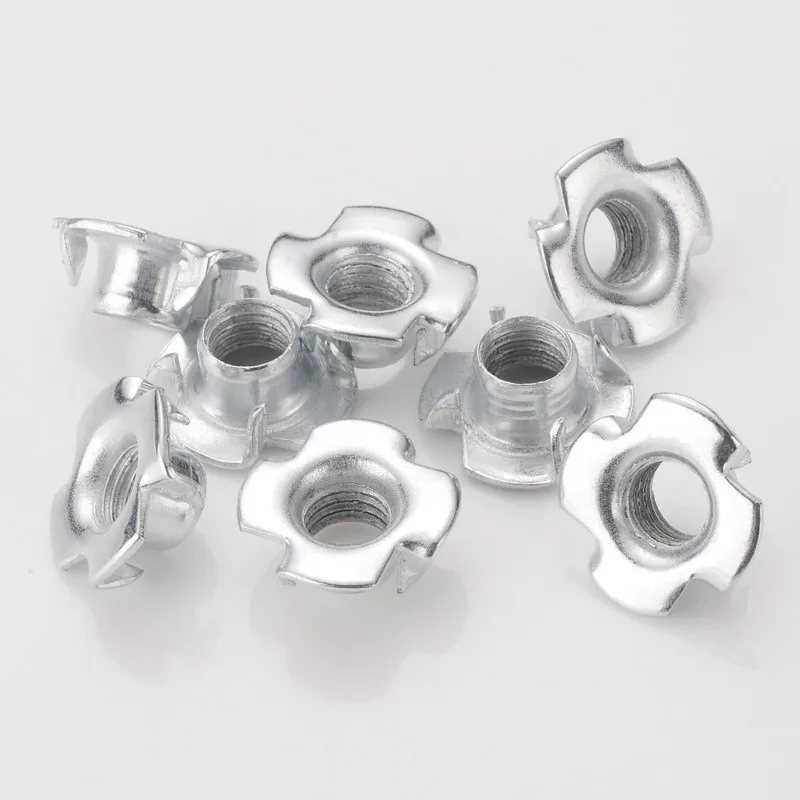 

15Pcs M6 Heavy-duty Four-claw T-nut Polished Surface Anti-corrosion Stable For Woodworking Climbing
